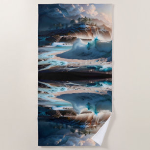 Beach Front Ocean Waves Landscape 1 Towel