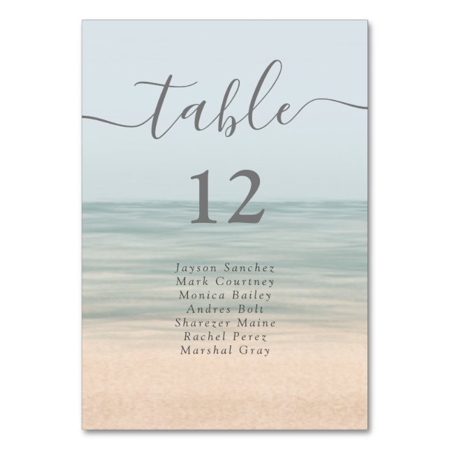 Beach Front Vintage Hawaiian Wedding Table Number (Front)