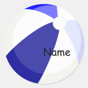 Beach Fun Blue Name Sticker