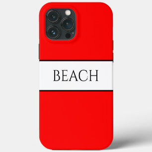 BEACH Fun Bold Bright Red White Summer Stripes iPhone 13 Pro Max Case