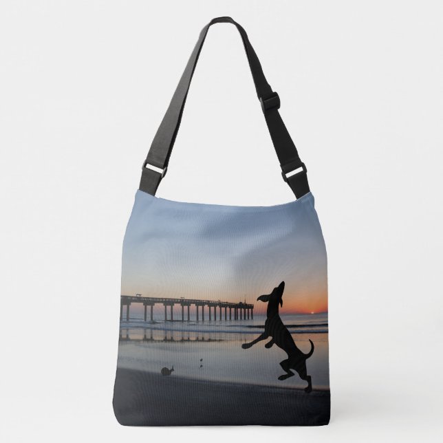 "Beach Fun Dog lovers Crossbody Bag (Front)