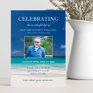 Beach Funeral   Celebration of Life Photo Invitation