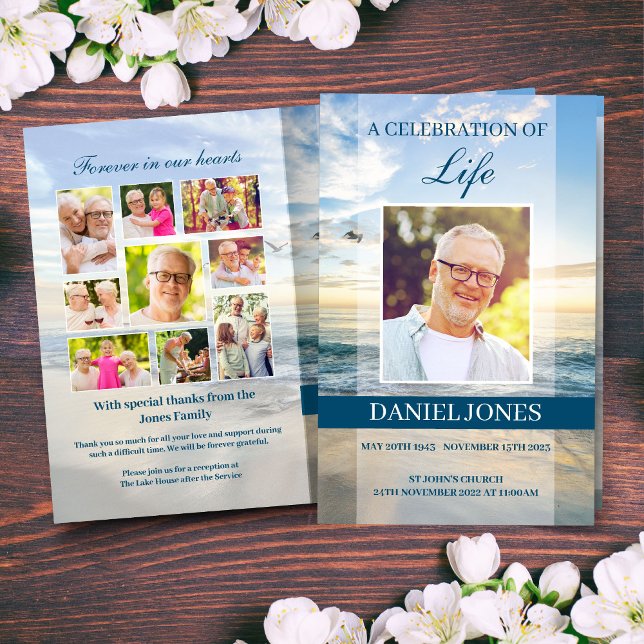 Beach Funeral Program Template for Men (Creator Uploaded)