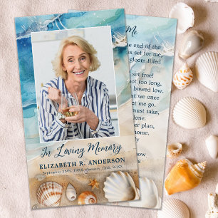 Beach Funeral Sympathy Photo Memorial Prayer Card