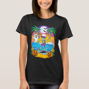 Beach Funny Halloween Vibes Summerween Skeleton Gh T-Shirt