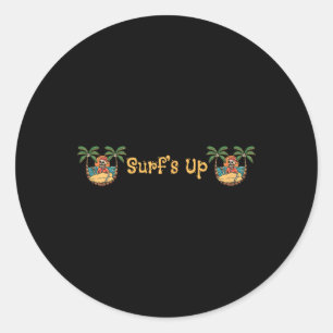 Beach Funny Sun Surfing Skeleton Jacksonville Beac Classic Round Sticker