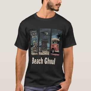 Beach Ghoul Retro Surfer Palm Tree Spooky Summer T T-Shirt