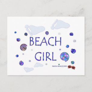 Beach Girl Footprints   Blue Beach Song™ Postcard