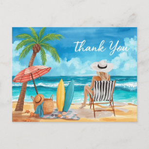 Beach Girl is sitting at beach looking at the sea Postcard