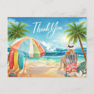 Beach Girl is sitting at beach looking at the sea Postcard