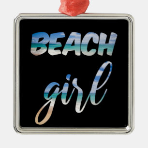 Beach Girl Metal Ornament