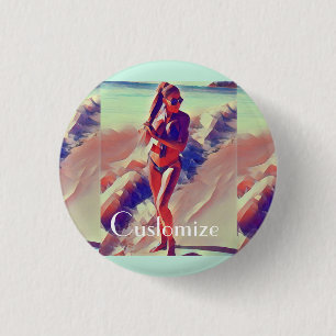 Beach Girl Thunder_Cove 3 Cm Round Badge