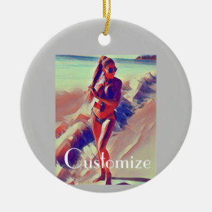 Beach Girl Thunder_Cove  Ceramic Ornament