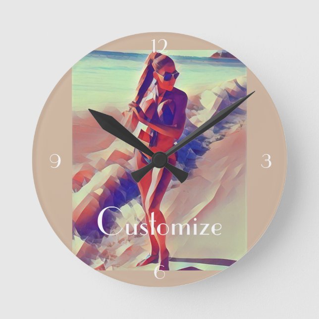 Beach Girl Thunder_Cove  Round Clock (Front)