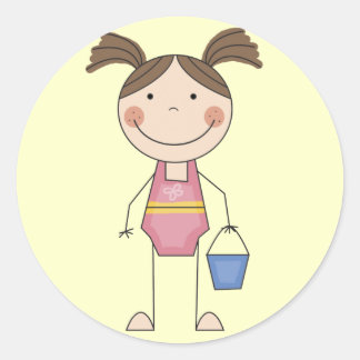 Beach Girl with Bucket Tshirts and Gifts Classic Round Sticker