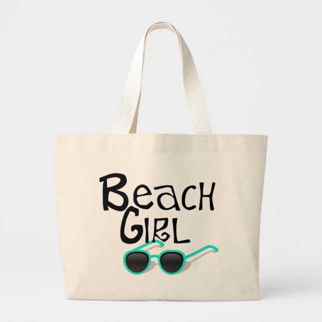 Beach Girl with sunglasses Large Tote Bag (Front)