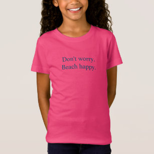 beach girls happy vacation basic pink colour casua T-Shirt