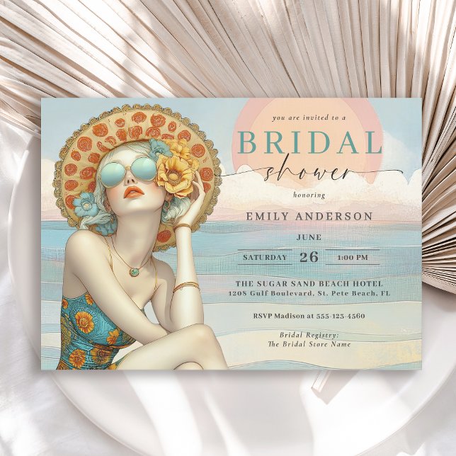 Beach Glam by the Sea Bridal Shower Invitation (Available in both printed and instant download digital formats.)