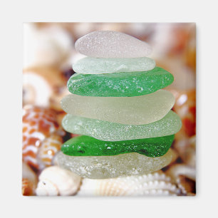 Beach Glass on Seashells Magnet