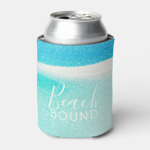 Beach Glitter Sparkling Sand and Ocean Can Cooler