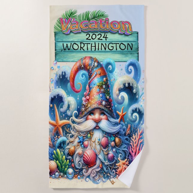 Beach Gnome Beach Towel (Front)