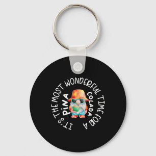 Beach Gnome Christmas Tail Pina Colada Key Ring