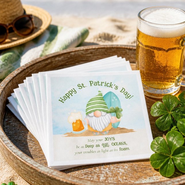 Beach Gnome St Patrick's Day Paper Napkin (Creator Uploaded)
