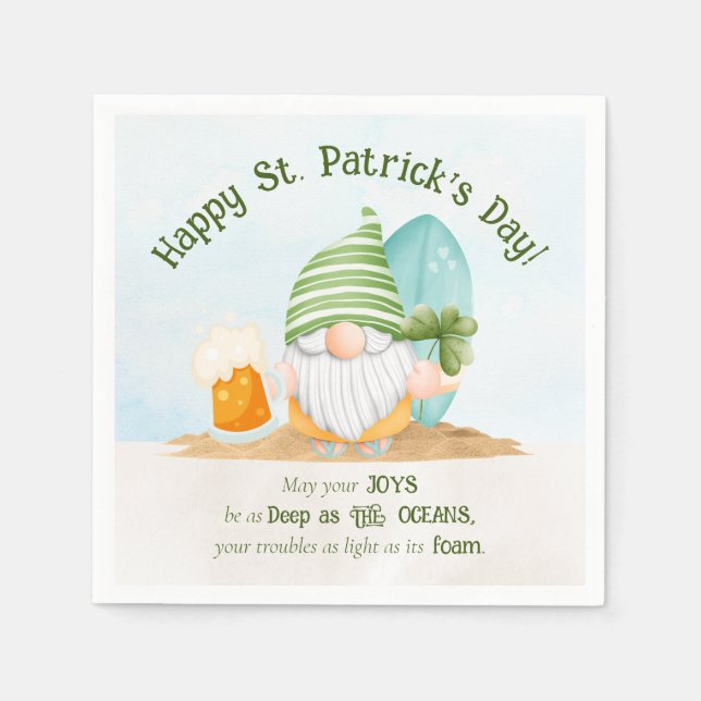 Beach Gnome St Patrick's Day Paper Napkin (Front)