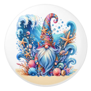 Beach Gnomes Ceramic Knob