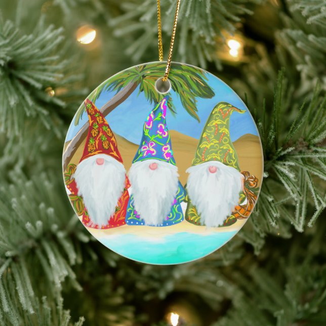 BEACH GNOMES   CERAMIC ORNAMENT (Tree)