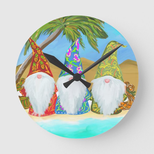 BEACH GNOMES  ROUND CLOCK (Front)