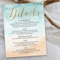 Beach Gold Calligraphy Destination Wedding Details