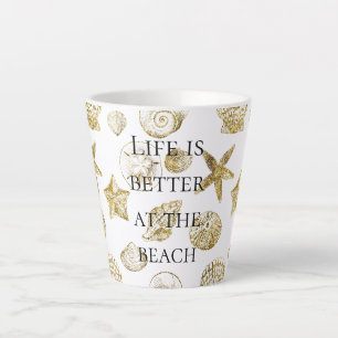 Beach Gold Sea Shells Latte Mug