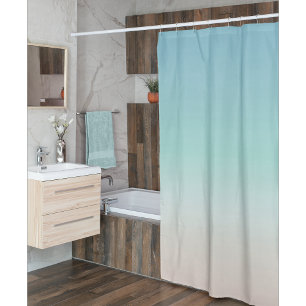 Beach Gradient Turquoise Modern Minimalist Shower Curtain