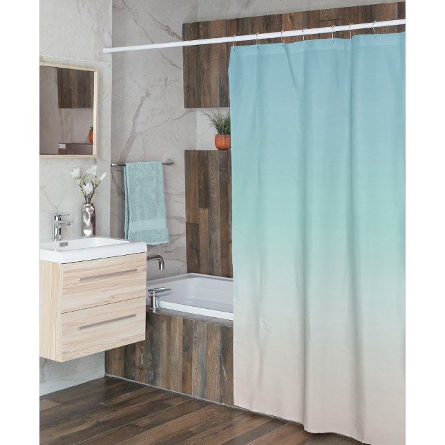 Beach Gradient | Turquoise Modern Minimalist Shower Curtain (Creator Uploaded)
