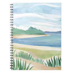 Beach Grass Bay Watercolor Ocean Coastal Sea Notebook