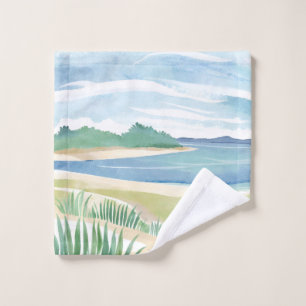 Beach Grass Bay Watercolor Ocean Coastal Sea Wash Cloth