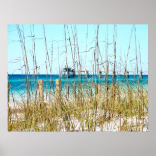 Beach Grass Painted Photo Poster