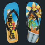 Beach Groom Honeymoon Thongs<br><div class="desc">Beach Groom! Tropical beer beach groom flip flops. Great gift for the honeymoon newlywed. Bride available too!</div>