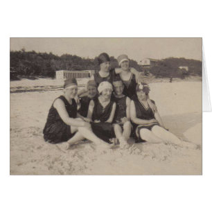 Beach Group 1920 Vintage Photograph