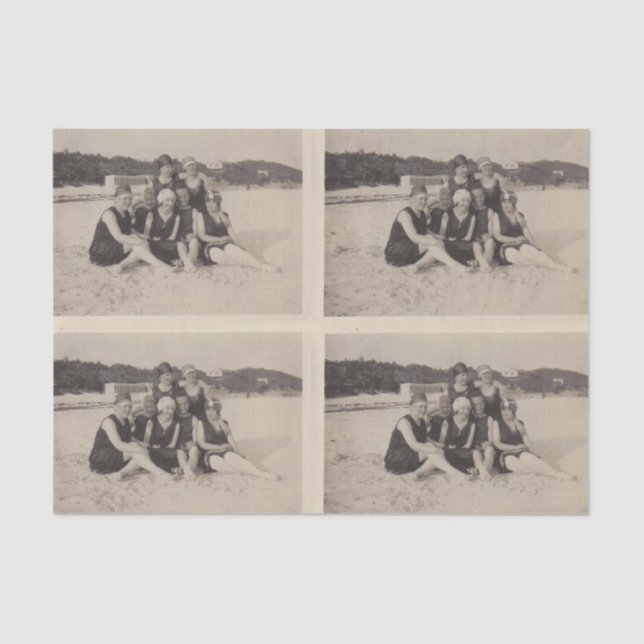 Beach Group 1920 Vintage Photograph Tissue Paper (Front)