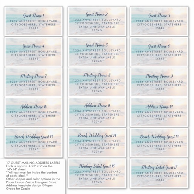 Beach Guest Address (Front)