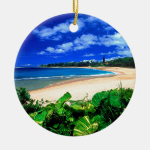 Beach Haena Kauai Hawaii Ceramic Ornament