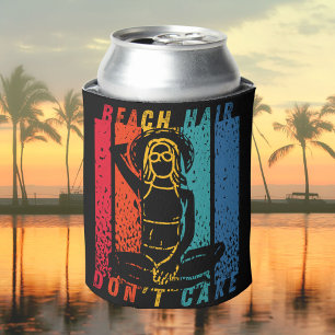 Beach Hair Don’t Care Fun Summer Beach Quote Can Cooler