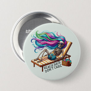 Beach Hair Don't Care - Skeleton  7.5 Cm Round Badge