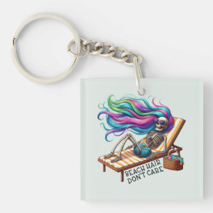 Beach Hair Don't Care - Skeleton  Key Ring