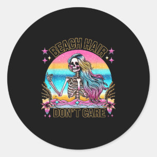 Beach Hair Dont Care Summer Vacation Hawaii Mermai Classic Round Sticker