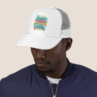 Beach Hair Don't Care Tropical Summer Typography Trucker Hat