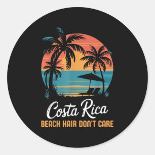 Beach Hair Dont Care Vacation Tropical Pura Vida C Classic Round Sticker