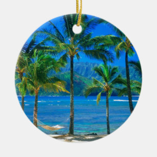 Beach Hammock Kauai Hawaii Ceramic Tree Decoration